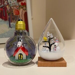 Snoopy weather terrarium lightning day and snow day
